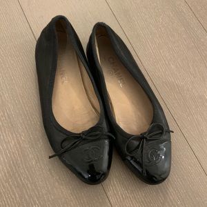 Chanel black ballet flats